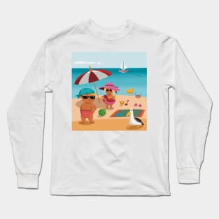 Vacation mood on - two cute kids having a sunny happy day on the beach, saturated ,no text Long Sleeve T-Shirt